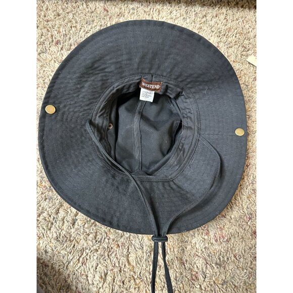 Westend Black Cotton Bucket Hat Adjustable Chin Strap Large/XL Outdoor Gear Mens - Picture 5 of 5